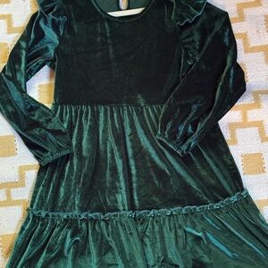 Elegant Green Velvet Kids Dress